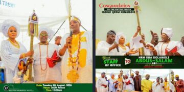 PRESENTATION OF STAFF AND INSTRUMENT OF OFFICE TO HRH OBA KOLAWOLE ABDUS-SALAM MARKS TRADITIONAL INSTITUTIONAL INTEGRATION FOR IGBILE COMMUNITY DEVELOPMENT